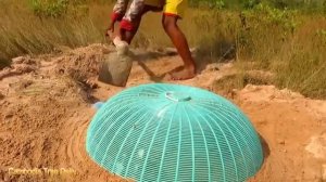 Лёгкая ловушка для змей - Построить глубокое отверстие под землей, используя ведро и курицу, которы