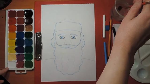 Рисуем портрет Деда Мороза смотреть онлайн