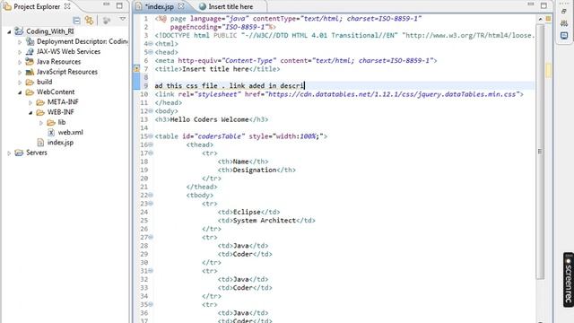 Simple Datatable in html Table