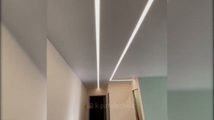 Натяжной потолок с НОВЫМ скрытым карнизом ПК14 и световыми линиями