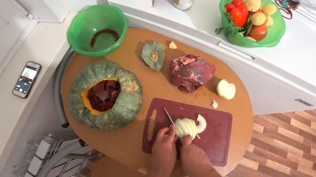 Мясо изюбря в Тыкве с овощами. Изюбрятина с тыквой. смотреть онлайн
