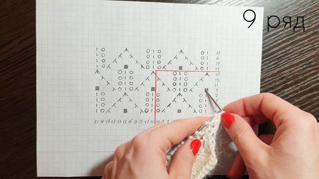 Ажурный узор с шишечками и пример изделия - Fretwork Knitting Pattern