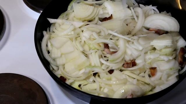 #варенаякартошка, с обжаренным луком на #копченоесало