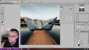 Photoshop fotomontaż - łódka z papieru