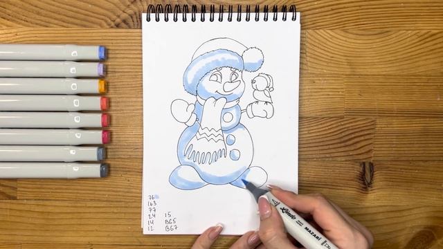 Как нарисовать снеговика карандашом и скетч маркерами | Рисунок для детей, поэтапно и легко смотреть онлайн