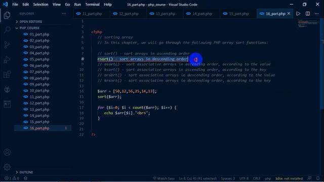PHP full course  || part  - 16 || Sorting arrays in php || rezwan ahmod sami