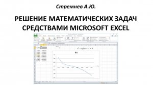 Решение математических задач средствами MS Excel