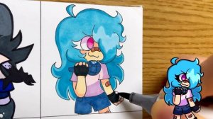 Drawing FRIDAY NIGHT FUNKIN'-SkyBlue vs Ski / Fangirl Frenzy 6Sky / Pow Sky