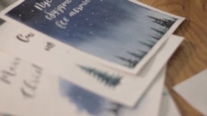 Новогодняя открытка акварелью