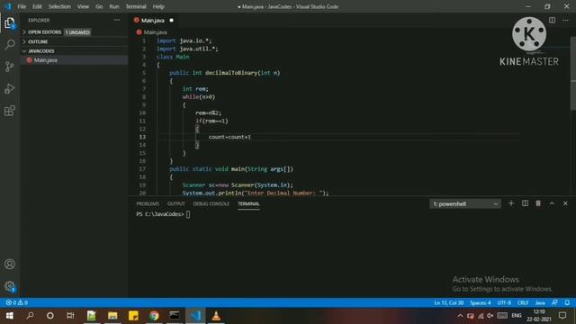 Write a java Program to Convert Decimal number to Binary and count number of 1's in Binary . смотреть онлайн