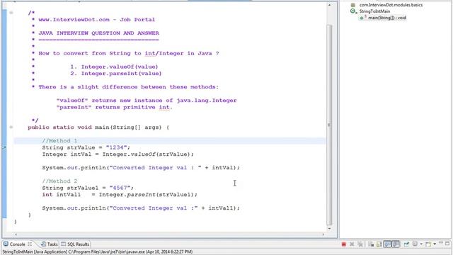 Convert String to Integer Int in Java смотреть онлайн