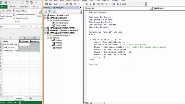 Divide Names into first and last name with VBA смотреть онлайн