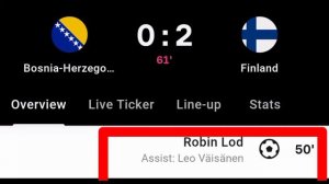 Robin Lod Goal Vs Bosnia and Herzegovina | Bosnia and Herzegovina Vs Finland | 0-2 |