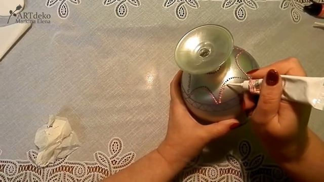 Как научиться точечной росписи/Ваза-бокал в технике точечная роспись