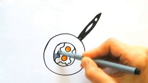 Как нарисовать яичницу / Рисуем омлет на сковородке / How I draw a fried egg