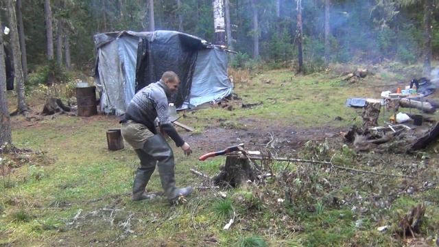 Выживалово РУБКА ДРОВ Рыбалка ТАЙГА Сибирь Охота Поход Выживание смотреть онлайн
