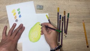 Урок 3. Рисуем авокадо цветными карандашами.