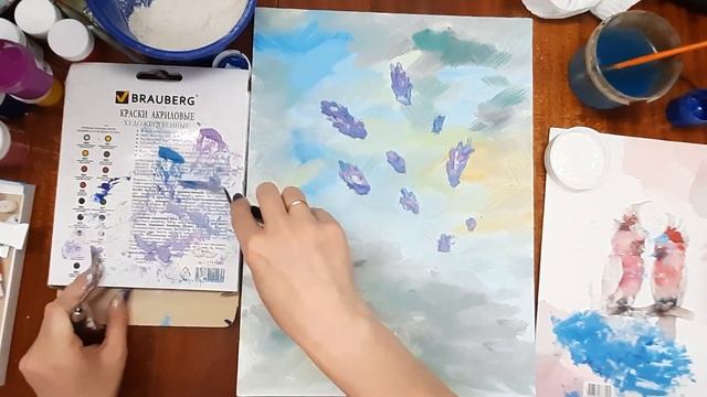 Как нарисовать натюрморт на холсте. Рисуем лаванду на холсте. Интерьерная картина. Лаванда акрилом.