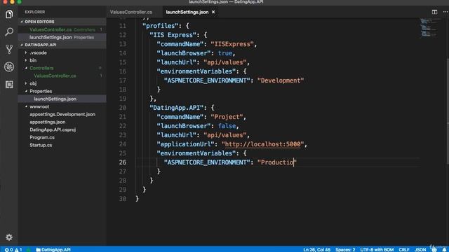 7  Environment settings and using dotnet watch