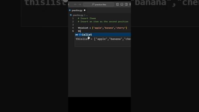 insert items | #python #coding #learnpython #pythonforbeginners #code