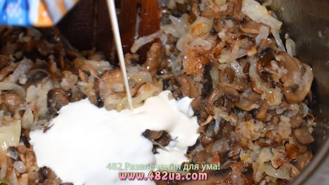 Грибной жульен со сливками, закуска, оригинальный рецепт, 482 развлечения для ума! смотреть онлайн