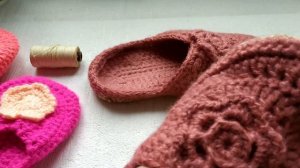 ТАПОЧКИ КРЮЧКОМ НА ГОТОВОЙ ПОДОШВЕ.
