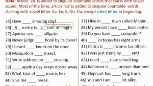 EG3 - English Grammar - Indefinite Article (a/an) Use in Sentence Exercise