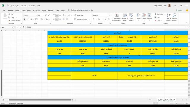 The formula for calculating the longitudinal areas of the towers for a quarter pivot (the best)