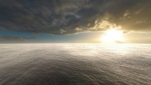 Бесплатный Футаж 4К - Океан на закате. Панорама воды и моря в бесконечный цикл версия 01