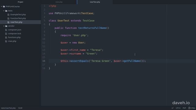 Unit test a class with PHPUnit