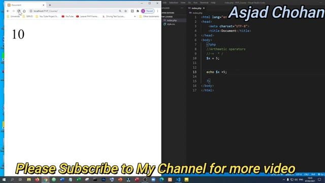 How to use Arithmetic Operators in PHP l Arithmetic Operators   | Asjad chohan |  No 10 Urdu/hindi