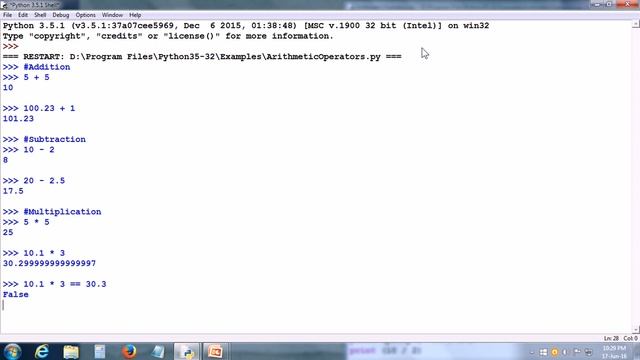 Python Adding Numbers-Python Multiplication-Python Division Operator-Python Division Remainder-Powe