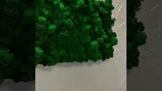 Панно из мха ягель в интерьере ресторана.