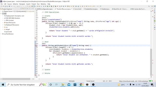 JAX RS Web Service CRUD Operationen | Rest Java EE