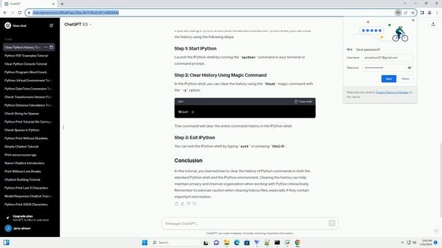clear python history