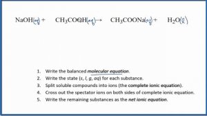 How to Write the Net Ionic Equation for NaOH + CH3COOH = CH3COONa + H2O