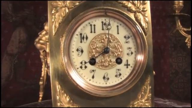 Samuel Marti Antique French Gothic Brass Clock Set C1890 смотреть онлайн