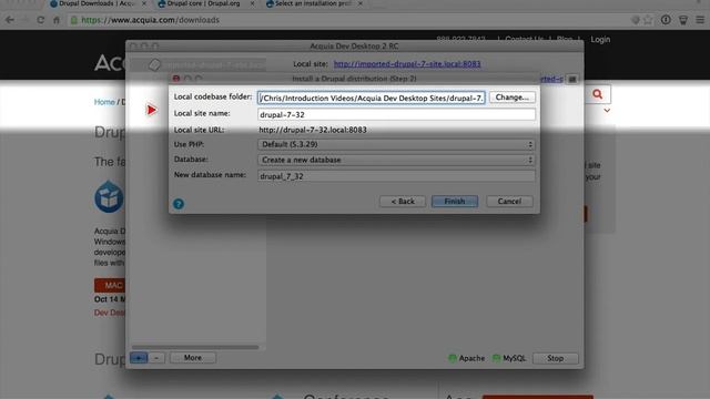 How to install Drupal distributions or default Drupal from within Dev Desktop