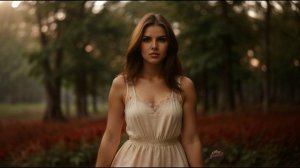 Созданная нейросетью девушка гуляет по лесу под трэк "Helium - TrackTribe"