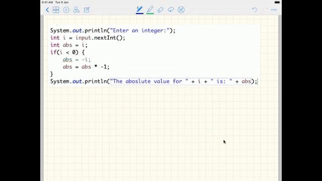 CS1B Java Tutorial 15 Applications of If Statement 1   Calculating Absolute Number using if