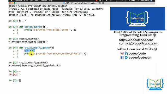 Learn Python | Chapter 04: Functions Ep.10: Scope Rules | CodeOfCode