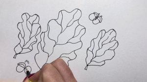 Как нарисовать Листья дерева дуб/Простые рисунки из простых линий
