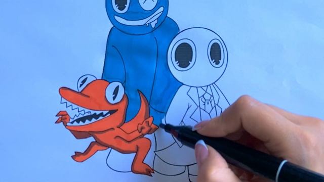 Roblox Rainbow Friends Coloring pages. Rainbow Friends all three characters.