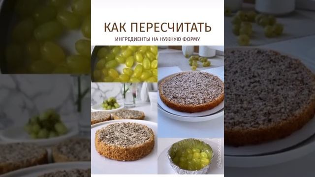 КАК  Пересчитать Ингредиенты на Нужную Форму для Выпечки Бисквита