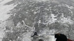 Зимняя рыбалка в феврале . Ловля судака на зимнюю блесну .