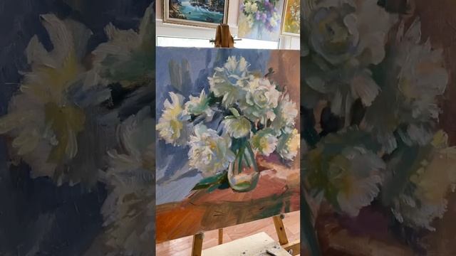 «Букет пионов», живопись #процессрисования #mk #мастеркласс #oilpainting #пионы
