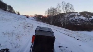 Мотобуксировщик 7л.с.ФОРЗА : поездка по пересеченной горной местности.