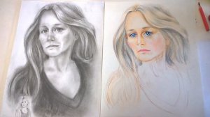 Рисуем женский портрет акварельными карандашами/ Draw a female portrait with watercolor pencils