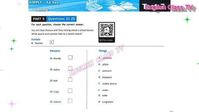 KET | Listening TEST 7 | Part 5 | SiMPLY A2 Key for Schools 2020 | Luyện Thi Cambridge English.