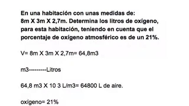Ejercicio, calcular Litros oxígeno. смотреть онлайн